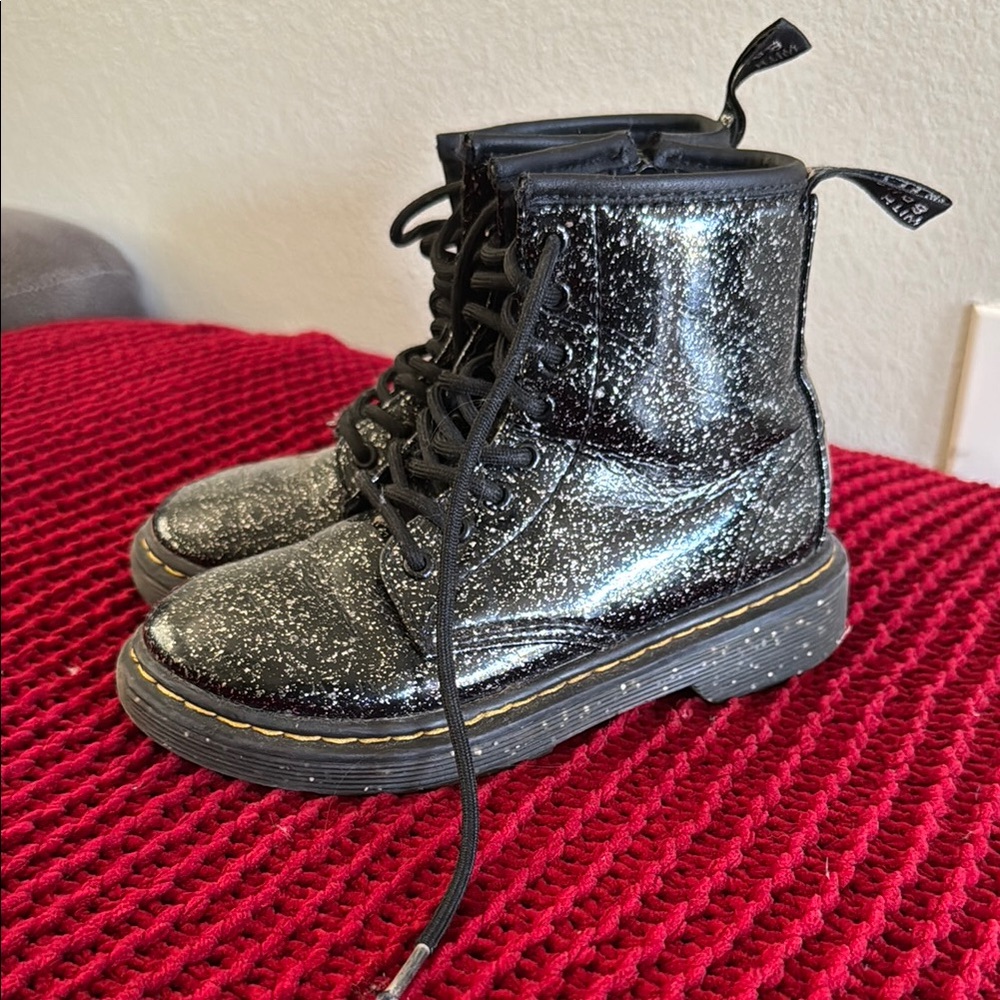 Dr. Martens Kids Black Glitter Boots